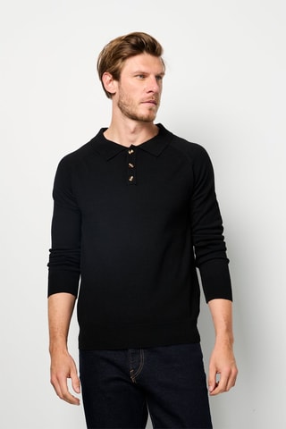 Polo de caxemira e seda - Preto