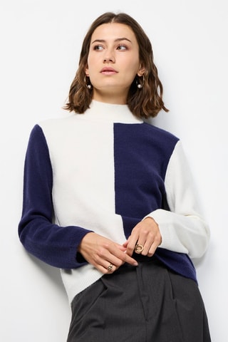 Kasjmier Trui - Marineblauw en Wit