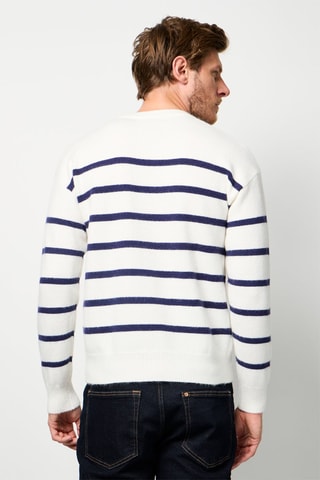Camisola de caxemira - Cru e azul-marinho