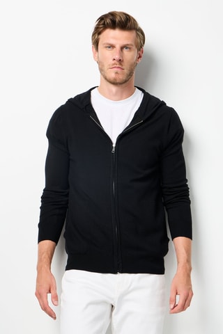 Kasjmier Sweater met Capuchon.- Zwart