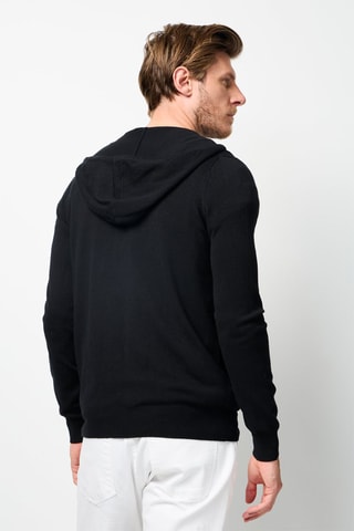 Kasjmier Sweater met Capuchon.- Zwart