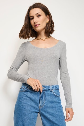 Zijden Bodysuit - Gemêleerd Lichtgrijs