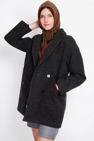 Wollen Oversized Jas - Donkergrijs