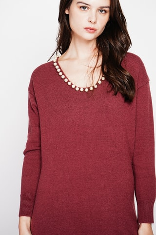 Trui-jurk - Bordeauxrood