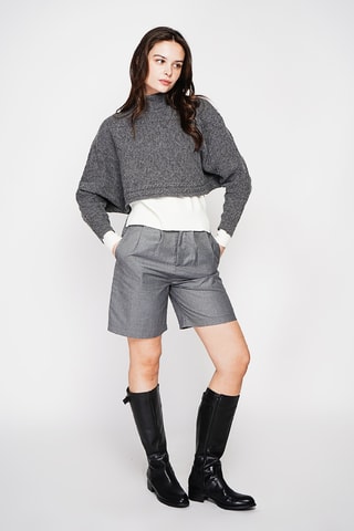 Pull court - Gris chiné