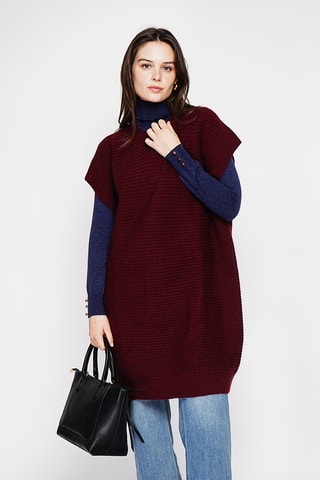 Trui-jurk oversized - Bordeauxrood