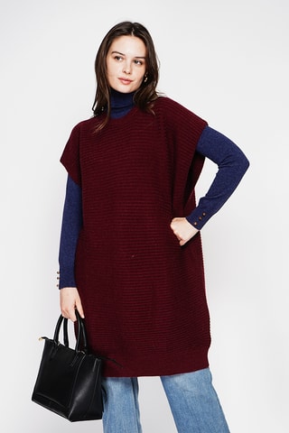Trui-jurk oversized - Bordeauxrood