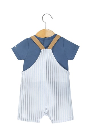 Jardineiras e t-shirt Cherson - Azul e branco
