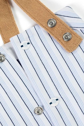 Jardineiras e t-shirt Cherson - Azul e branco