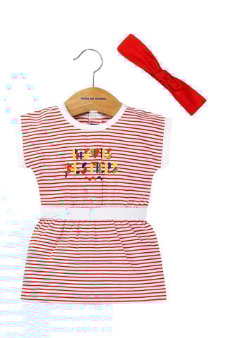 Vestido e fita Randol - Branco e vermelho