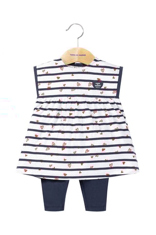 Vestido e leggings Shadi - Branco e índigo
