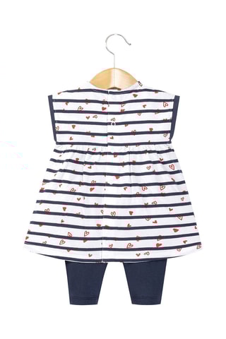 Vestido e leggings Shadi - Branco e índigo