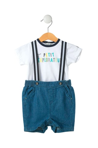Macacão e t-shirt Ezako - Branco e azul