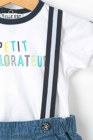 Macacão e t-shirt Ezako - Branco e azul
