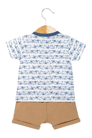 T-shirt e calções - Branco e castanho