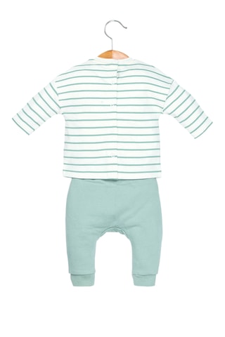 T-shirt e calças - Branco e verde-água