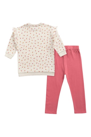 Sweat e leggings - Branco e rosa