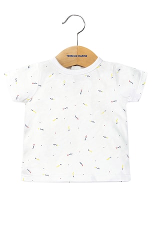 Jardineiras e t-shirt - Índigo e branco