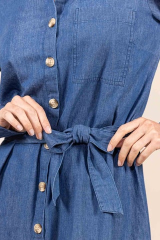 Vestido-camisa de ganga - Azul