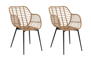 2 fauteuils Cuba - Imitation rotin et noir