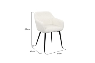 2 fauteuils Louna - Blanc et noir - Tissu bouclette