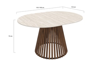 Table à manger ronde extensible Camélia - 110/150 x 110 x 75 cm