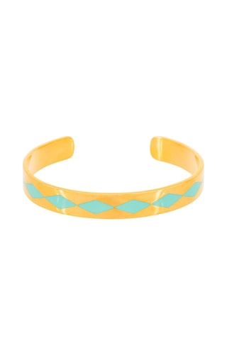 Pulseira rígida Hydros Dourado e turquesa  