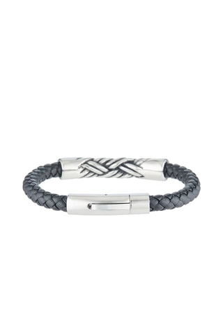 Pulseira Aço entrançado Couro