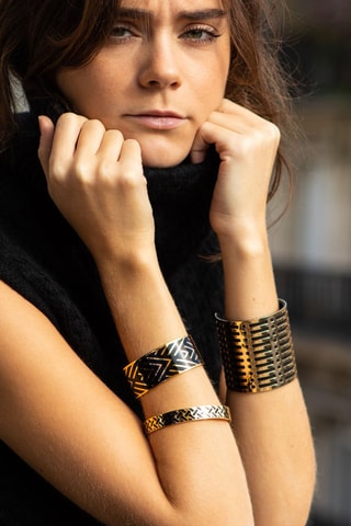 Pulseira aberta Chryson Preto    