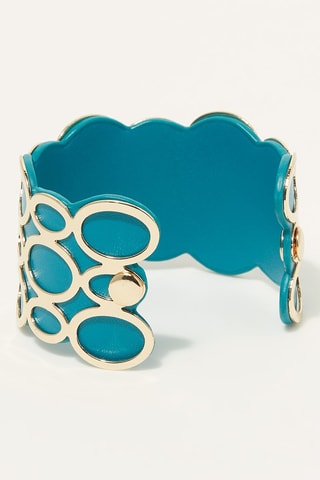 Pulseira aberta Aedeouverte br>Doré et turquoise 