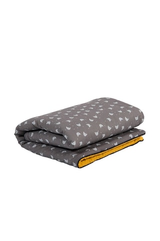 Plaid chats Les Moustaches - Gris et moutarde - 90 x 69 cm