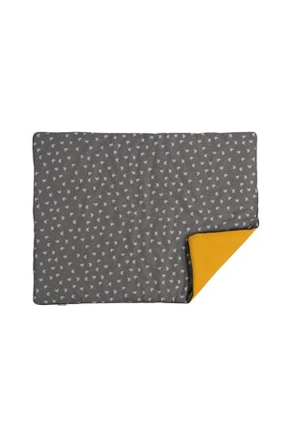 Plaid chats Les Moustaches - Gris et moutarde - 90 x 69 cm