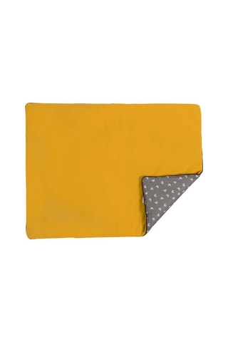 Plaid chats Les Moustaches - Gris et moutarde - 90 x 69 cm