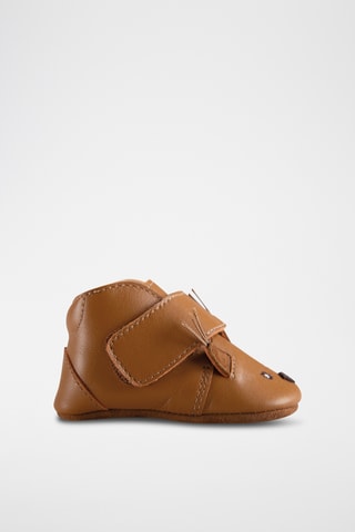 Chaussons à oreilles en cuir Pomme des bois - Camel - 0/6 mois