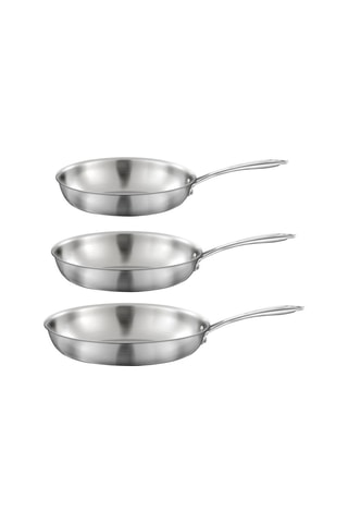 3 poêles en acier inoxydable Gourmet - 24/28/32 cm