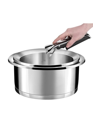 2 casseroles en acier inoxydable et 1 manche amovible Ycône - 16 et 20 cm