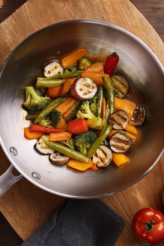 Wok en acier inoxydable Gourmet - 28 cm