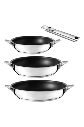 3 poêles en acier inoxydable - 20/24/28 cm