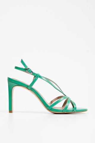 Leren Sandalen met Hak - Donkergroen