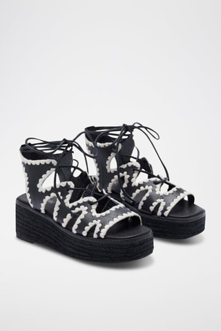 Leren Platform Romeinse Sandalen Ivelyse - Zwart