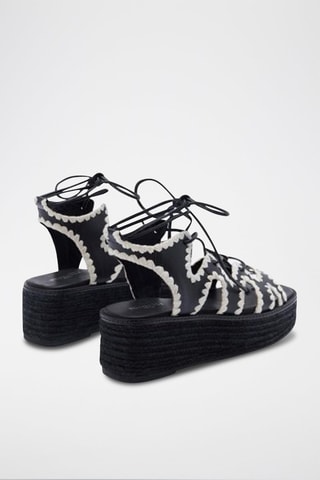 Leren Platform Romeinse Sandalen Ivelyse - Zwart