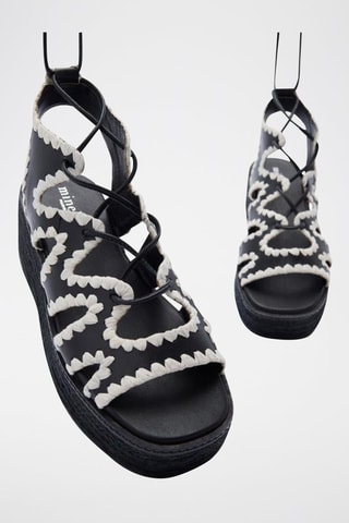 Leren Platform Romeinse Sandalen Ivelyse - Zwart