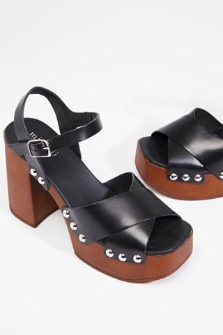 Leren Sandalen met Hak Sofia - Zwart