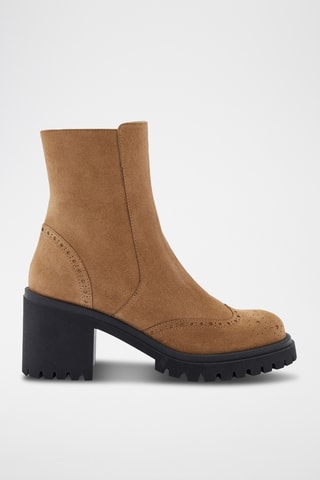 Kalfsleren Enkellaarzen nubuck Linny - Taupe