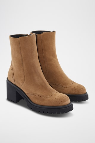 Kalfsleren Enkellaarzen nubuck Linny - Taupe