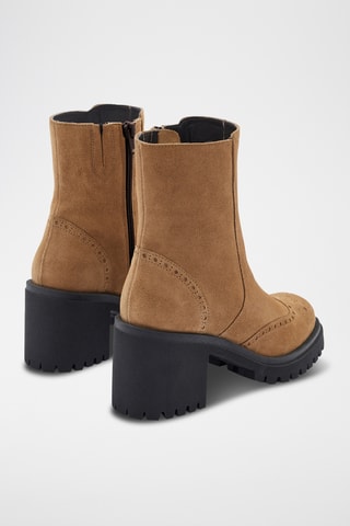 Kalfsleren Enkellaarzen nubuck Linny - Taupe