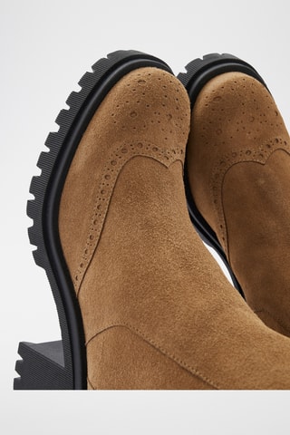 Kalfsleren Enkellaarzen nubuck Linny - Taupe