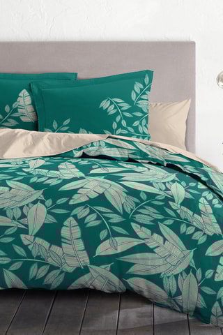 Conjunto de edredão em algodão 57 fios/cm² Manaus - Verde e branco