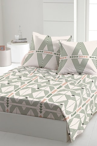 Conjunto de edredão em algodão 57 fios/cm² Le Corbusier - Branco e verde