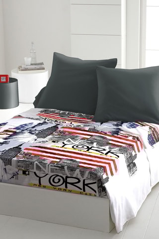 Conjunto de lençóis New York Branco e cinzento